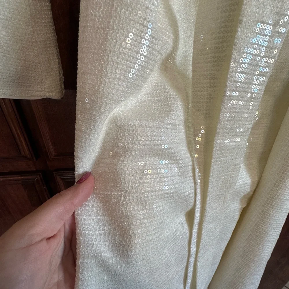 Ivy City Co Angelica White Sequin Trench Coat - Picture 3 of 4